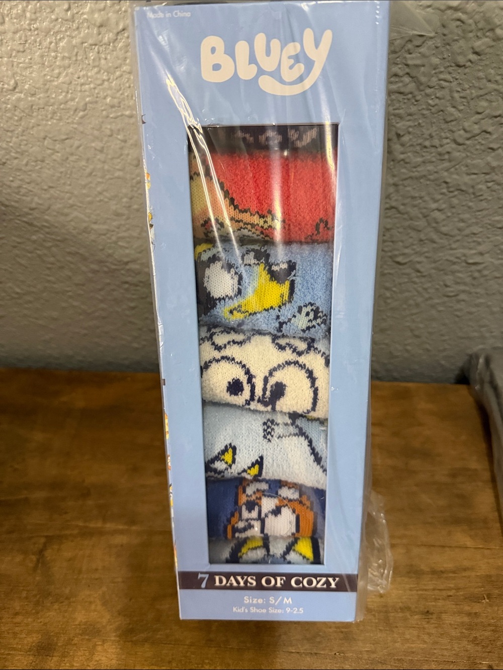Bluey 7 Days of Cozy Socks - Light Blue Multi Pack kids size small/medium